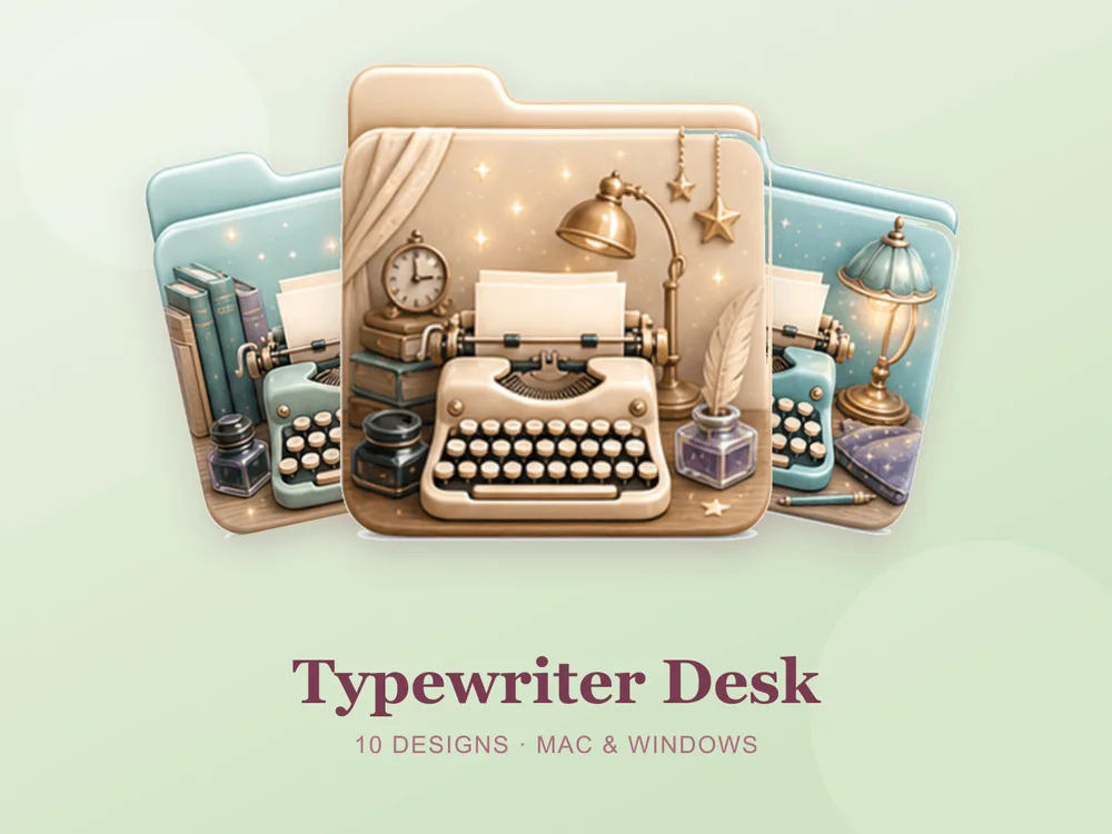 Typewriter Desk — folder icon skin for Mac and Windows
