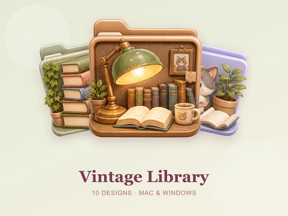 Vintage Library — folder icon skin for Mac and Windows