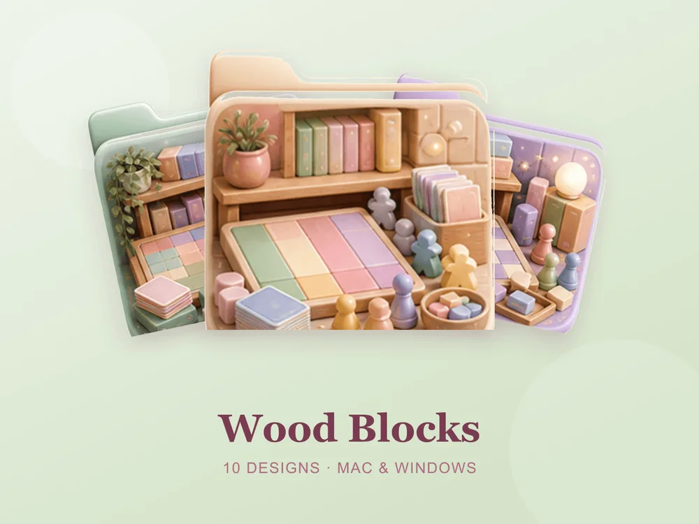 Wood Blocks — folder icon skin for Mac and Windows